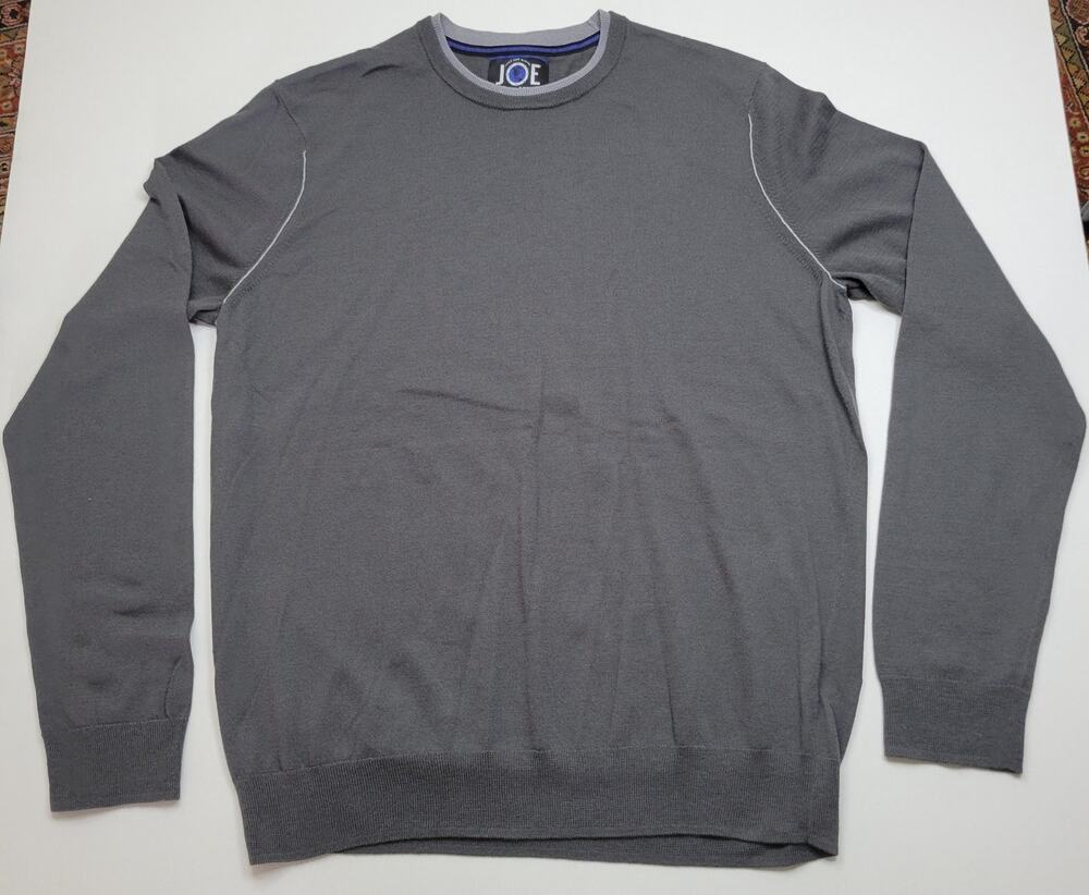 Joseph Abboud Merino Gray Wool Blend Crew Neck Slim fit Sweater Size Large